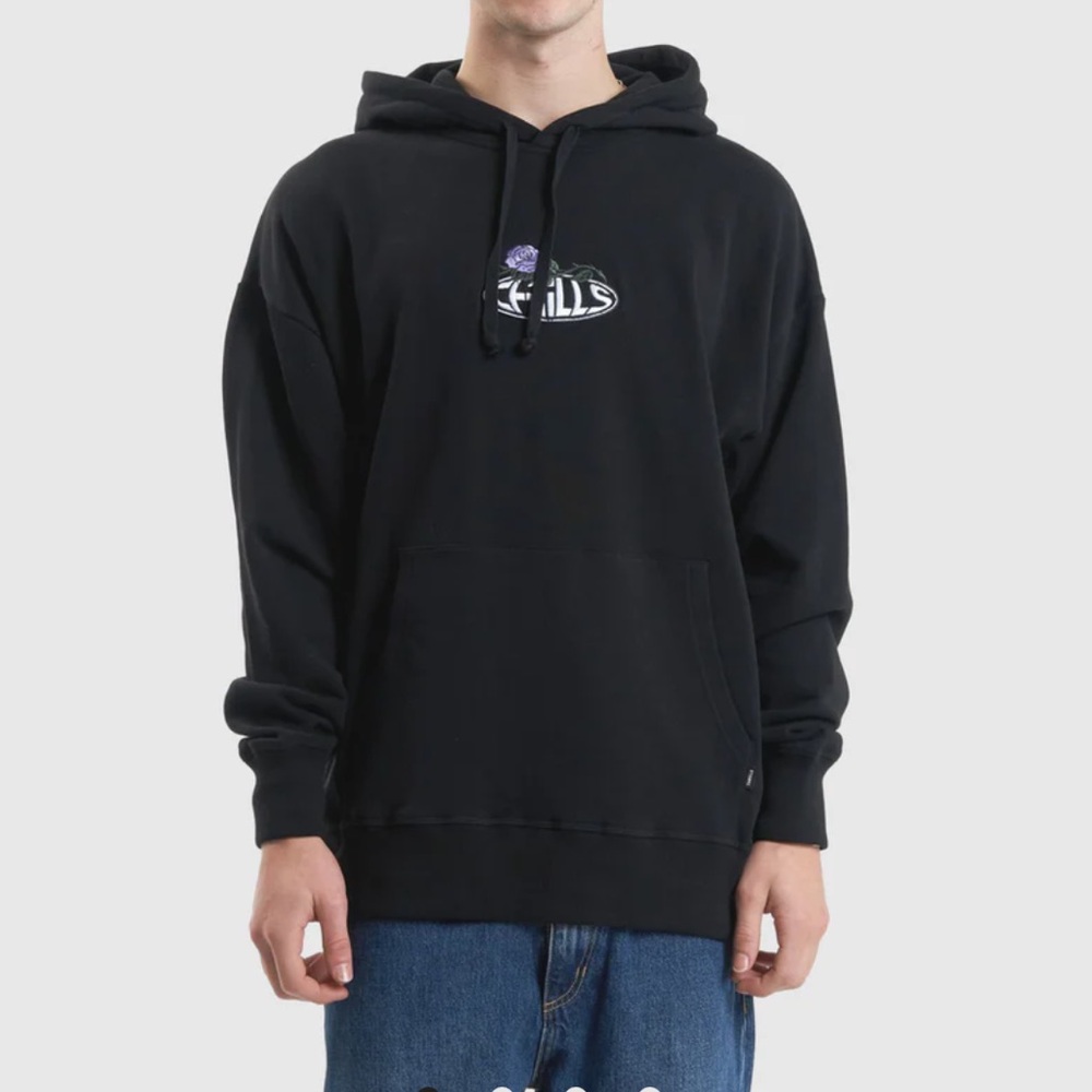 Thrills MENS SUB ROSA SLOUCH PULL ON HOODIE Black New Pullover‎